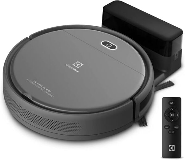 aspirador de po robo electrolux 2h20min controle remoto base carregamento bateria longa duração automatico varre aspira passa pano erb30 bivolt preto sensor antiqueda